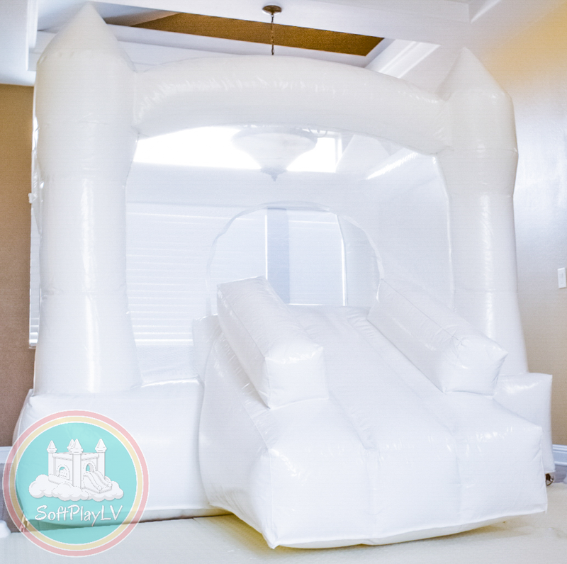Our 8'x8' bounce house includes a slide and is a wonderful option for children!